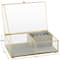 9" x 6" x 3" Clear & Gold Glass & Metal Jewelry Box with Chain Accent & Fabric Ring Slots